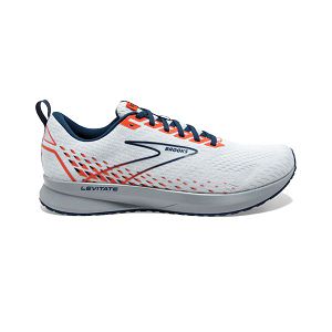 Brooks Levitate 5 Road Running Shoes - Mens, White/Blue/Orange | IE-HJQ268430